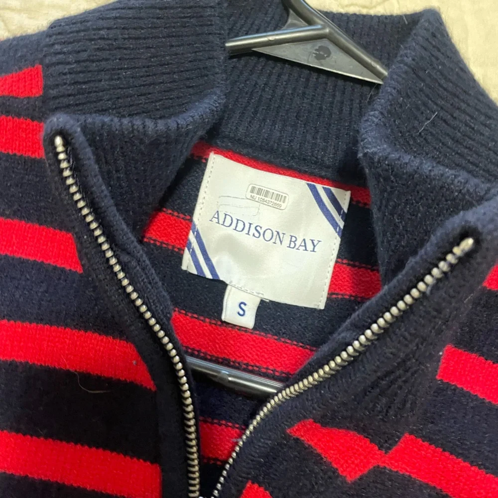Addison Bay Zip-Up Sweater - Red and navy Stripes - Picture 2 of 2